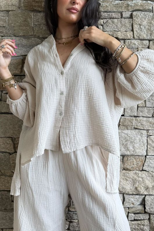 Hush Pillow Cotton Nero Boyfriend Shirt Calico